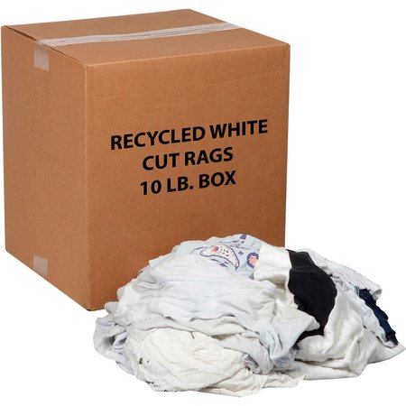 GLOBAL INDUSTRIAL 10 Lb. Box Recycled Cut Rags, White 670221